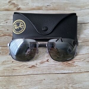 Ray-Ban Silver Metal Sunglasses with Gray Lenses